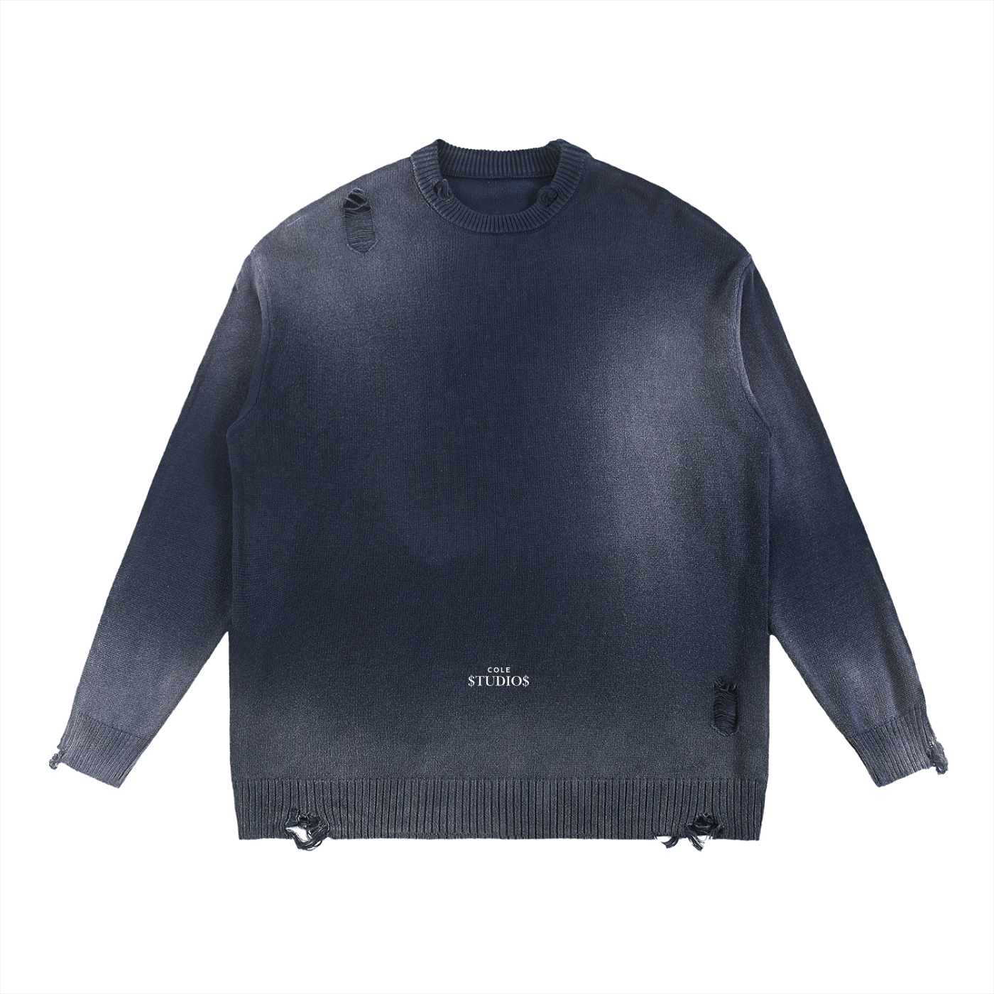 Sun Fade Distressed Ripped Crewneck sweater
