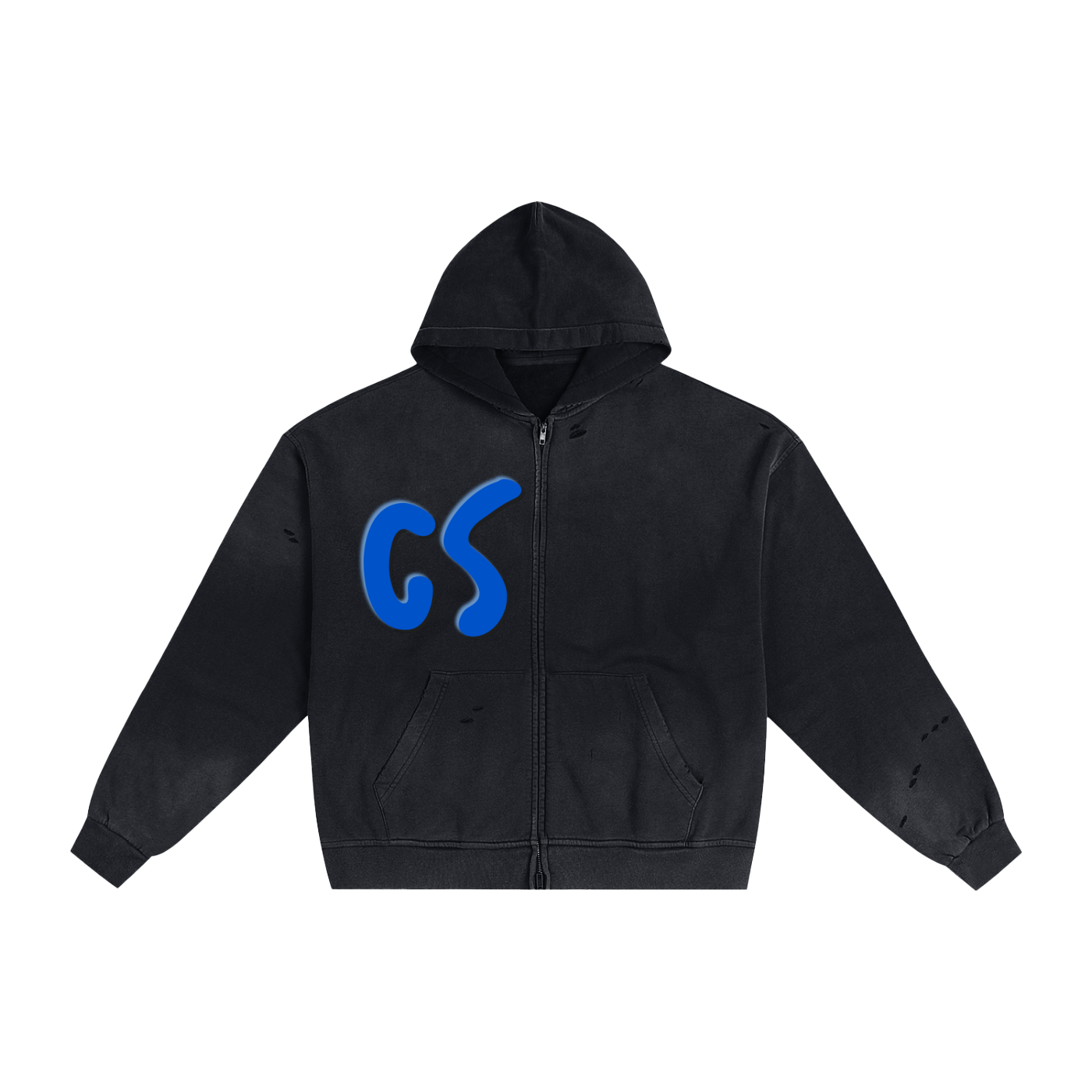 Hand-Frayed Sunfade Zip Hoodie