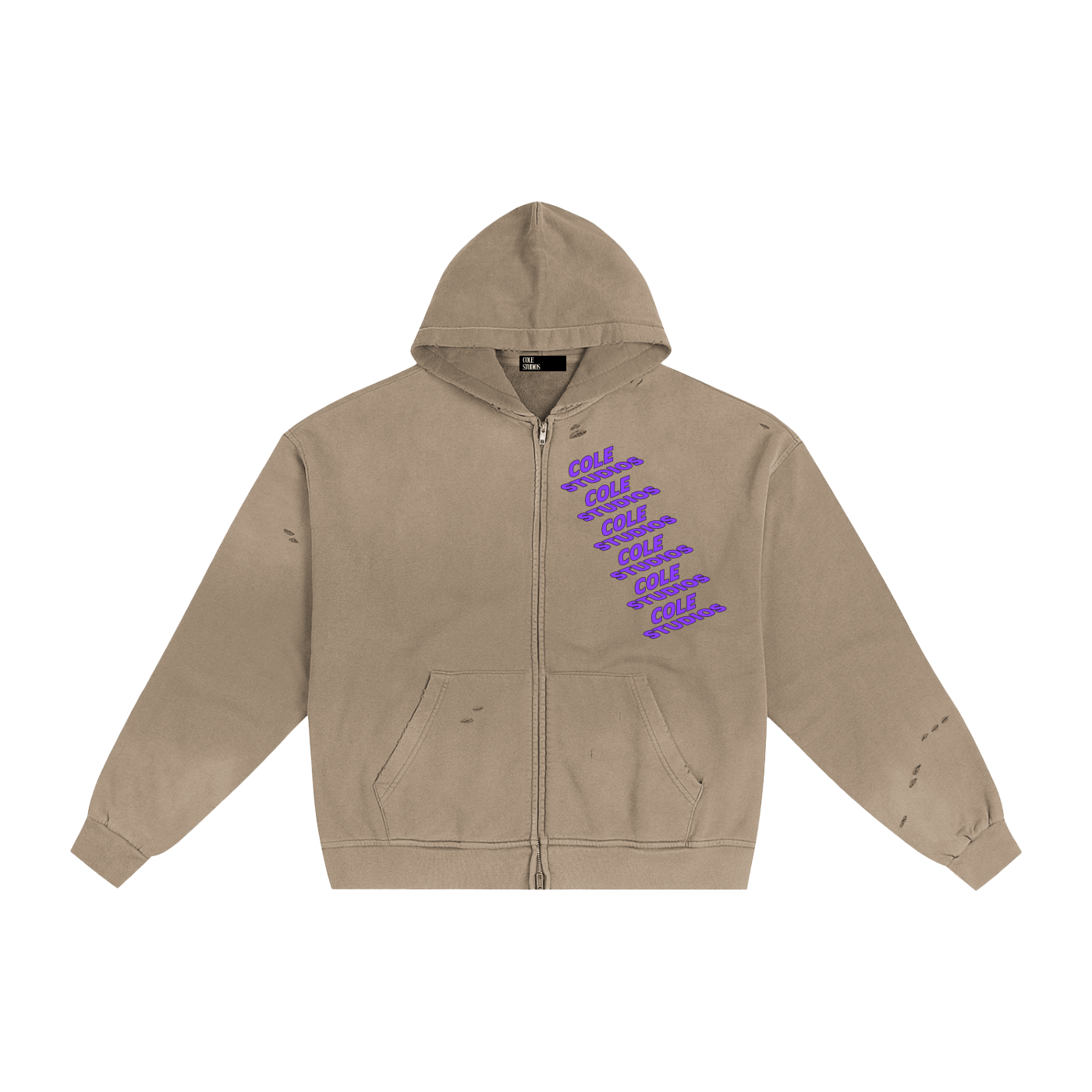 Hand-Frayed Sunfade Zip Hoodie