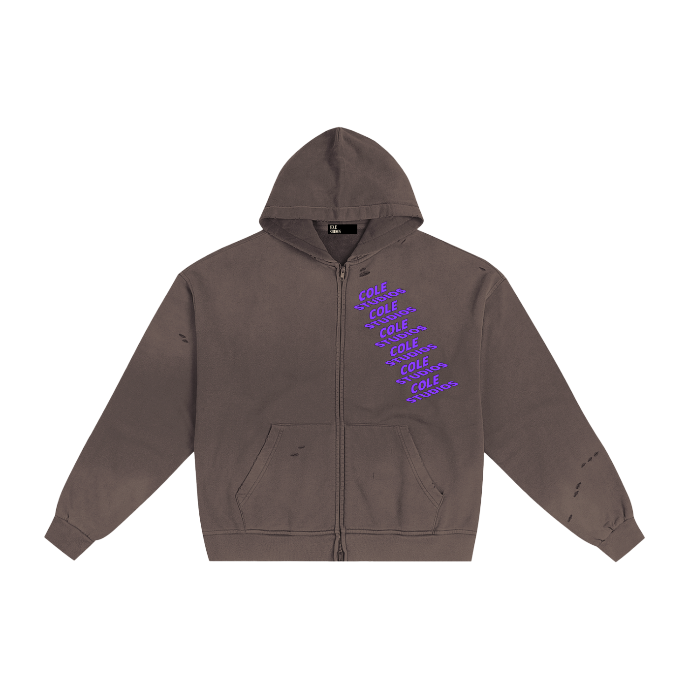 Hand-Frayed Sunfade Zip Hoodie