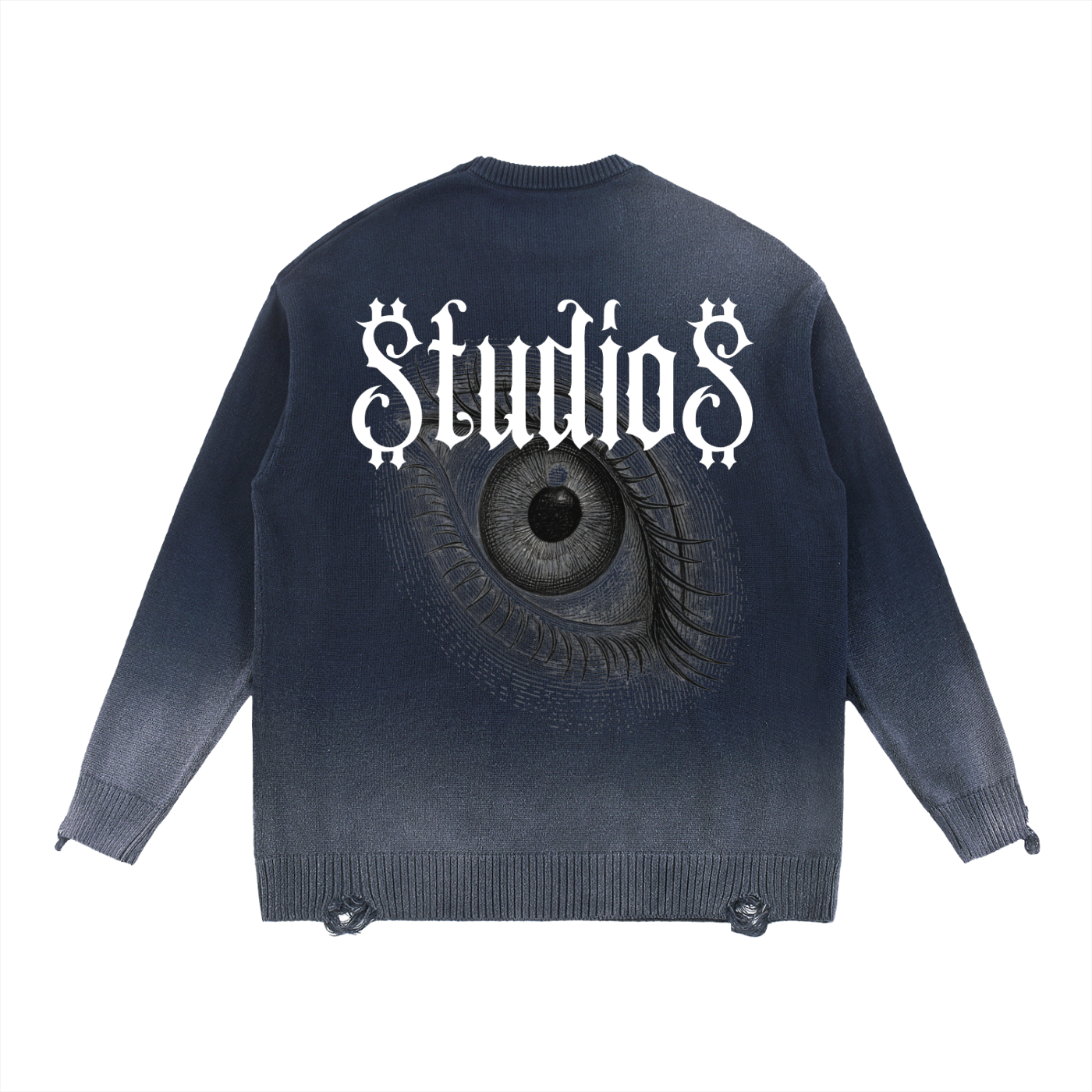 Sun Fade Distressed Ripped Crewneck sweater