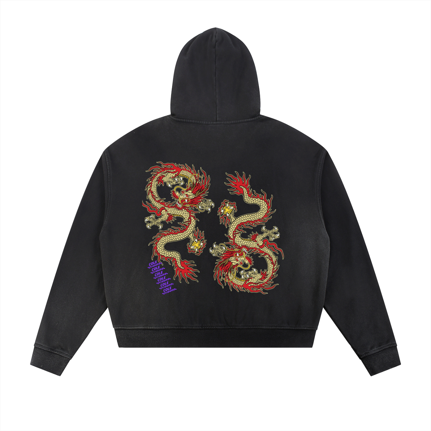 Sun Fade Frayed Raw Edge Fleece Zip Hoodie