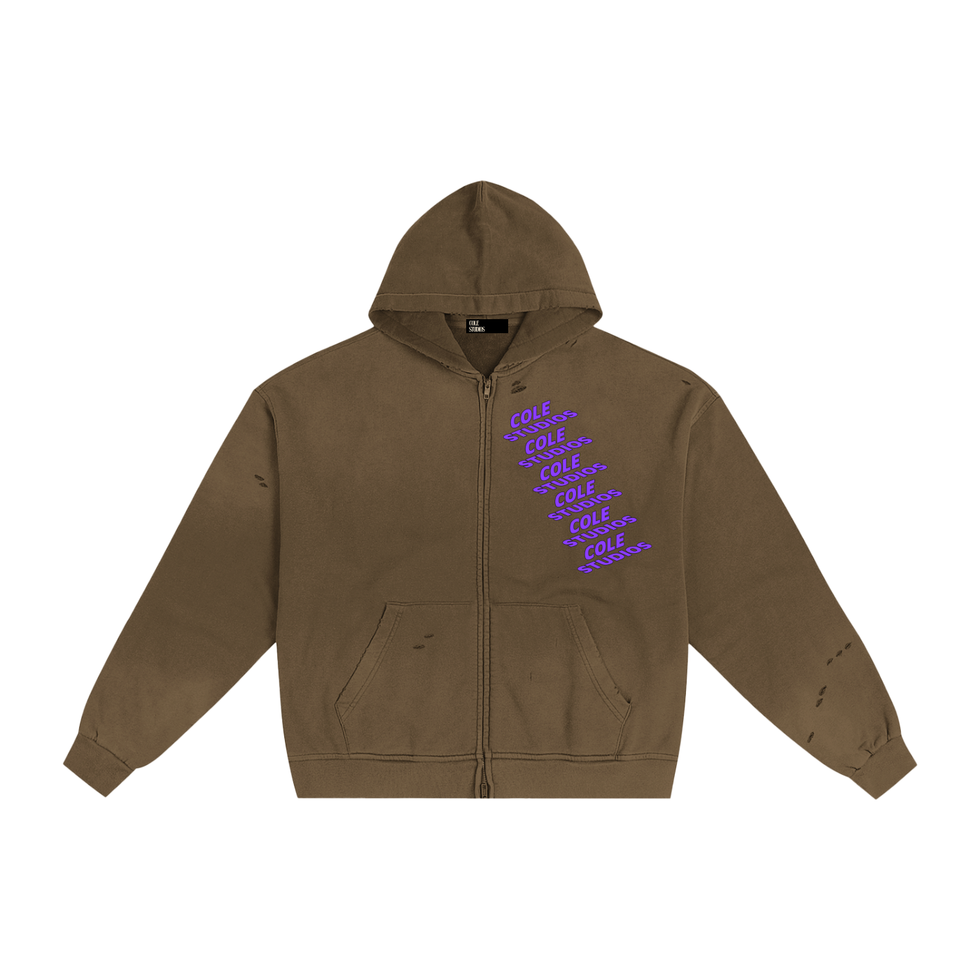 Hand-Frayed Sunfade Zip Hoodie
