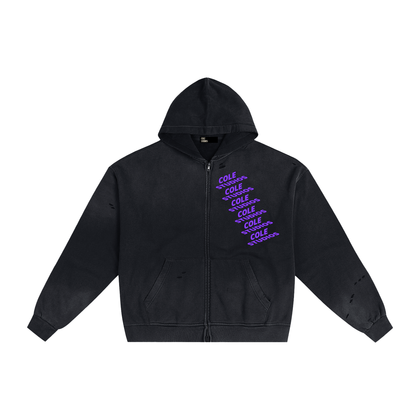 Hand-Frayed Sunfade Zip Hoodie
