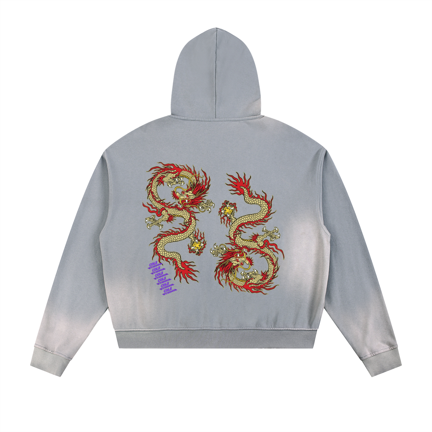 Sun Fade Frayed Raw Edge Fleece Zip Hoodie