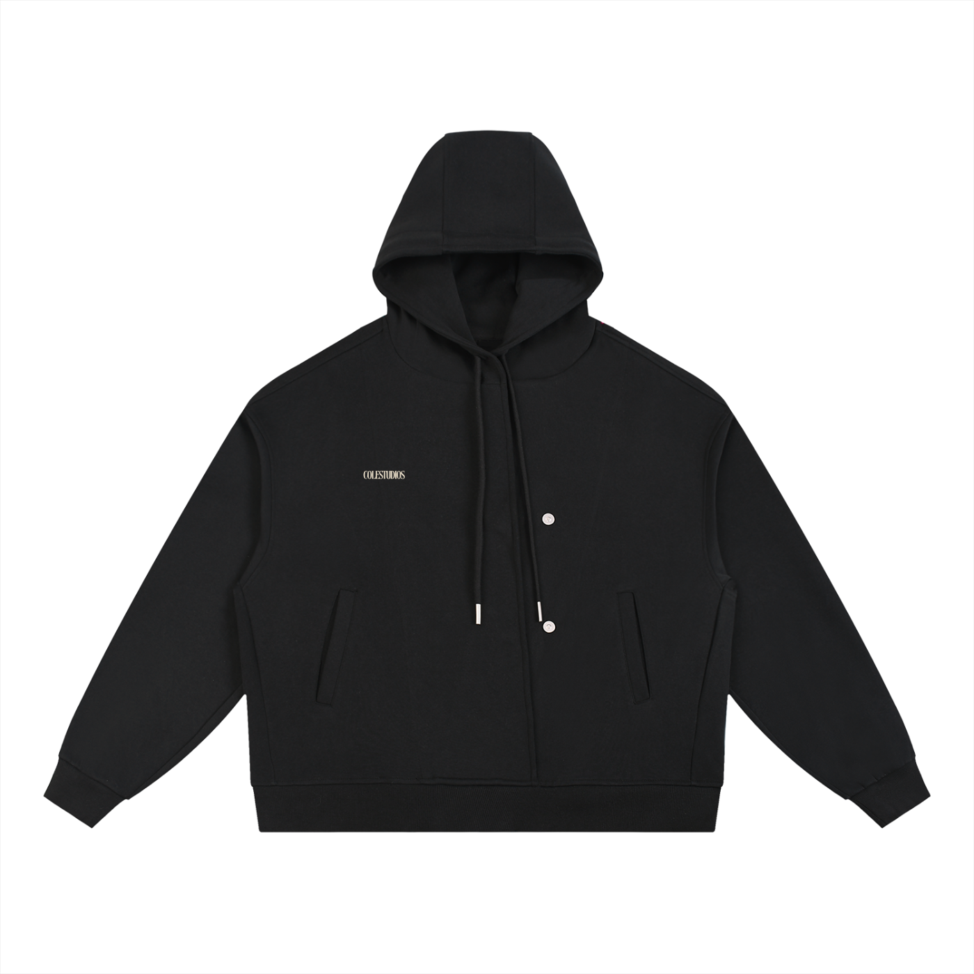 Boxy Button Placket Hoodie