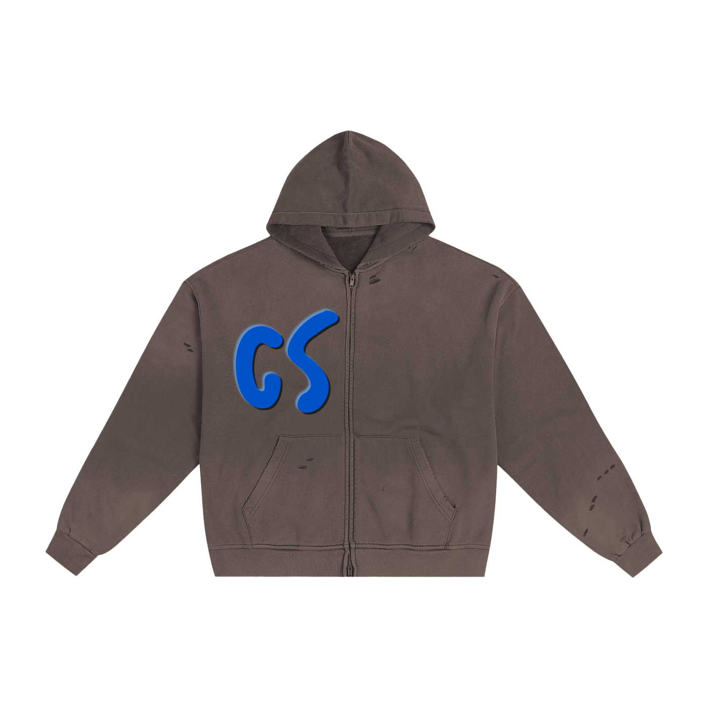 Hand-Frayed Sunfade Zip Hoodie