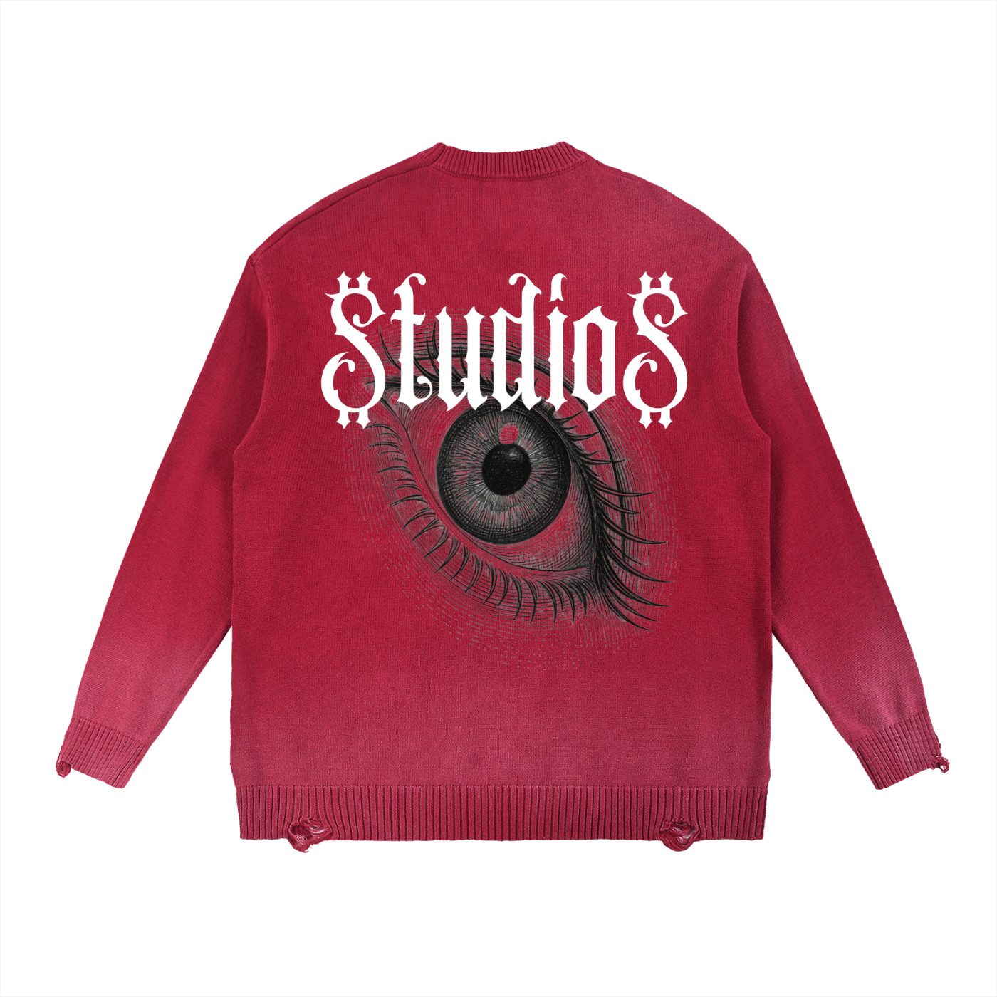 Sun Fade Distressed Ripped Crewneck sweater