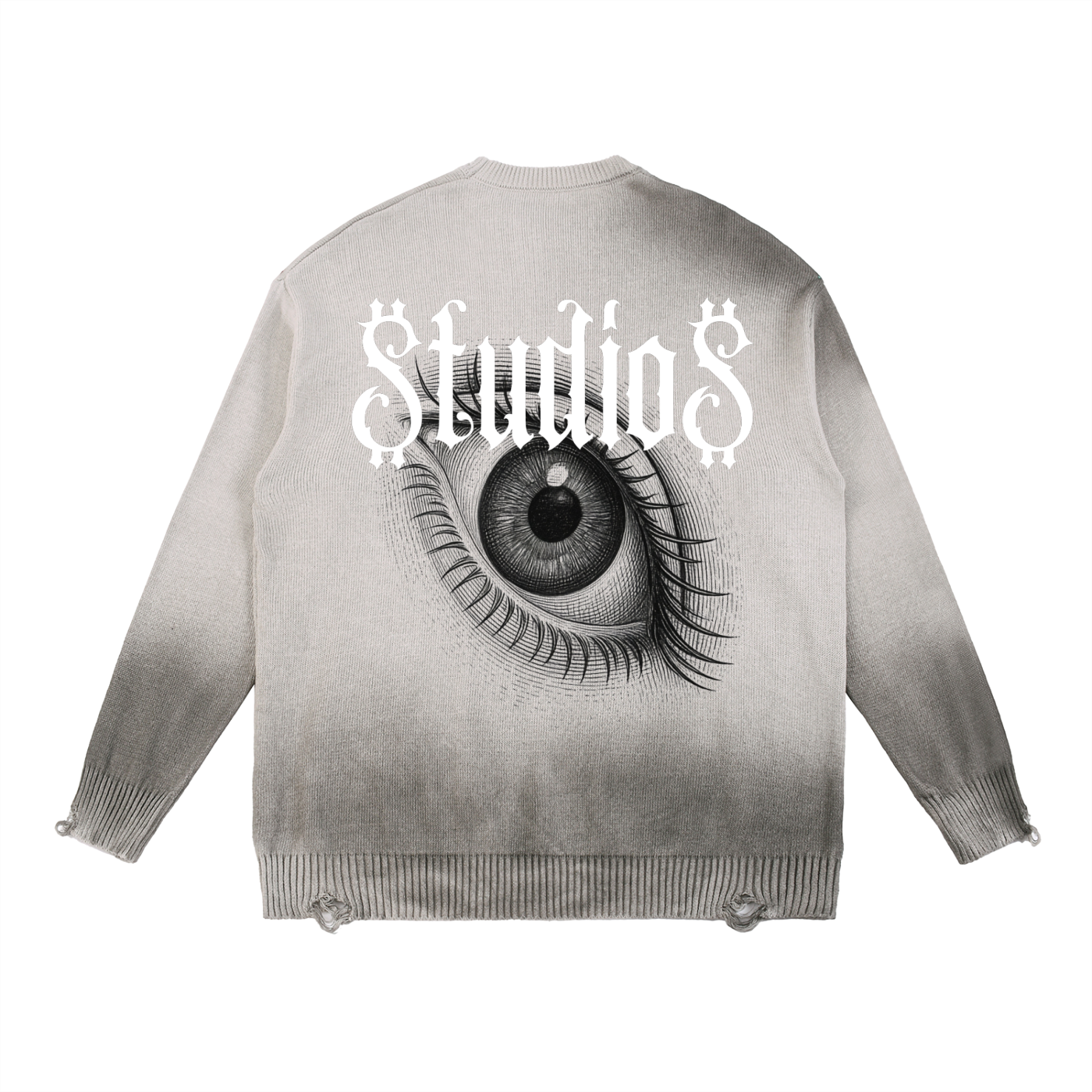 Sun Fade Distressed Ripped Crewneck sweater